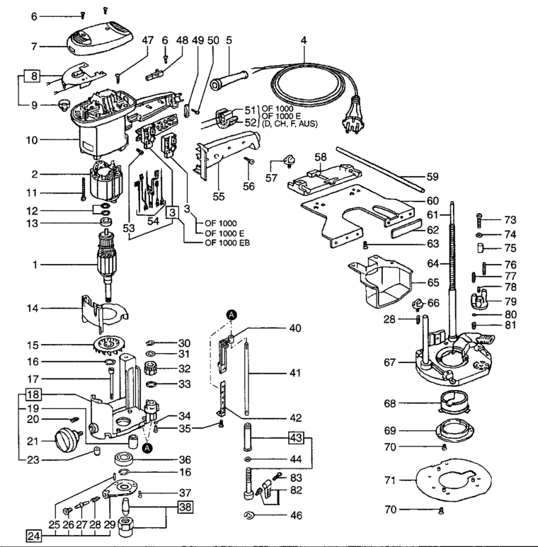 Festool OF 1000 E 230V / 488766 Spare Parts
