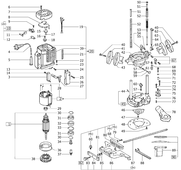 Festool OF 2000 E 110V / 487258 Spare Parts