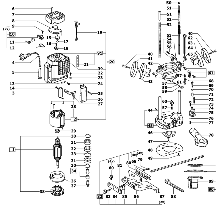 Festool OF 2000 E/1 GB 110V / 493206 Spare Parts