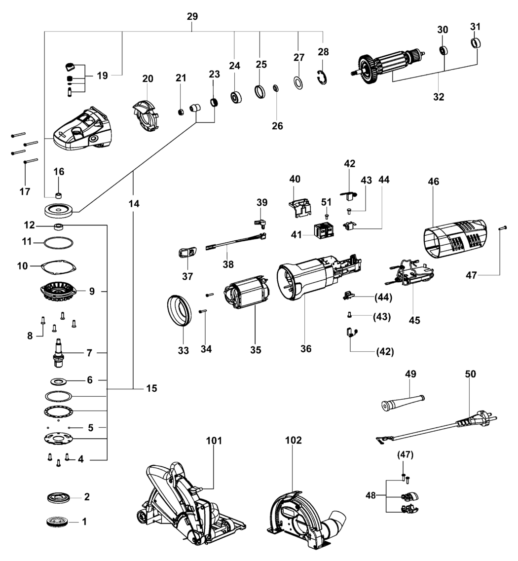 Festool AG 125-14 DE GB 240V / 201802 Spare Parts