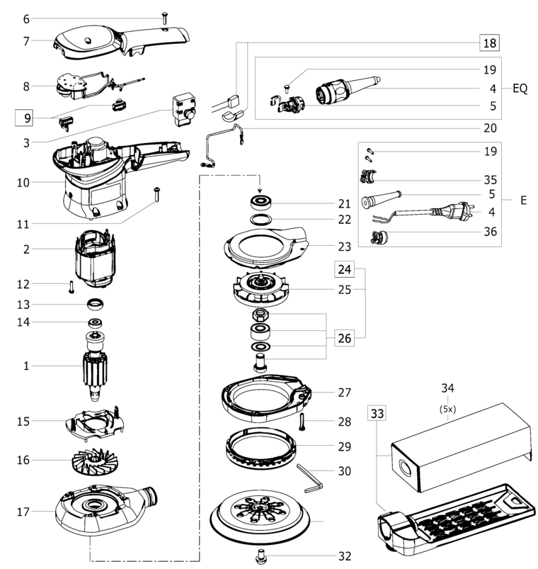 Festool ETS 150/3 E 230V / 497024 Spare Parts