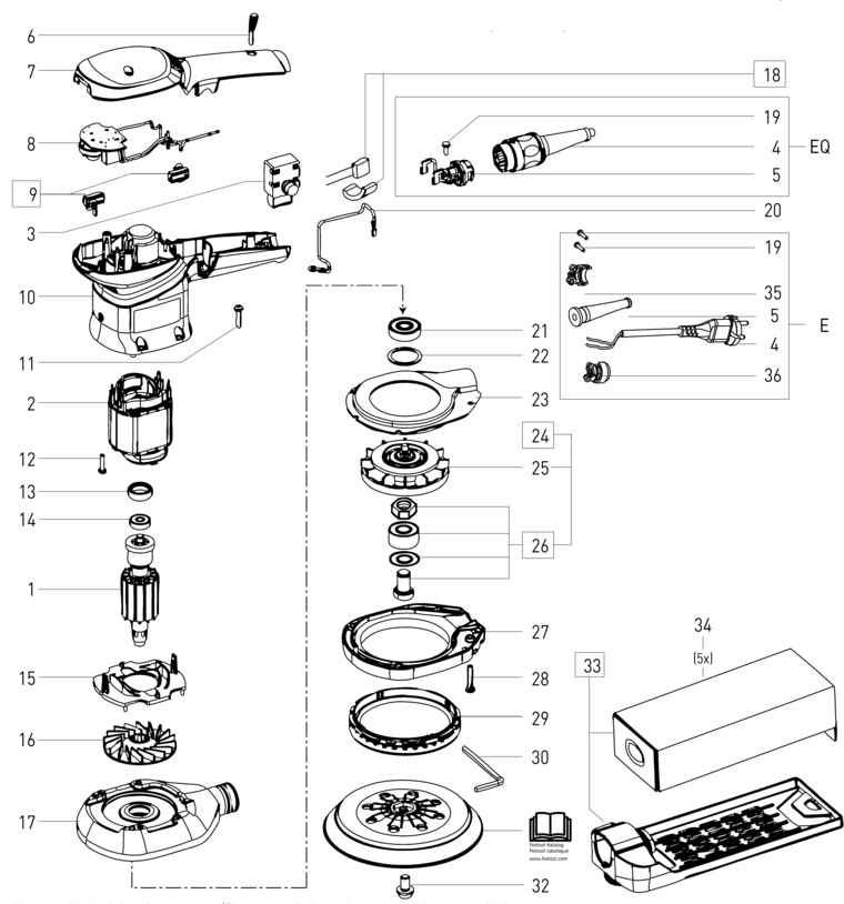 Festool ETS 150/5 EQ GB 110V / 499964 Spare Parts