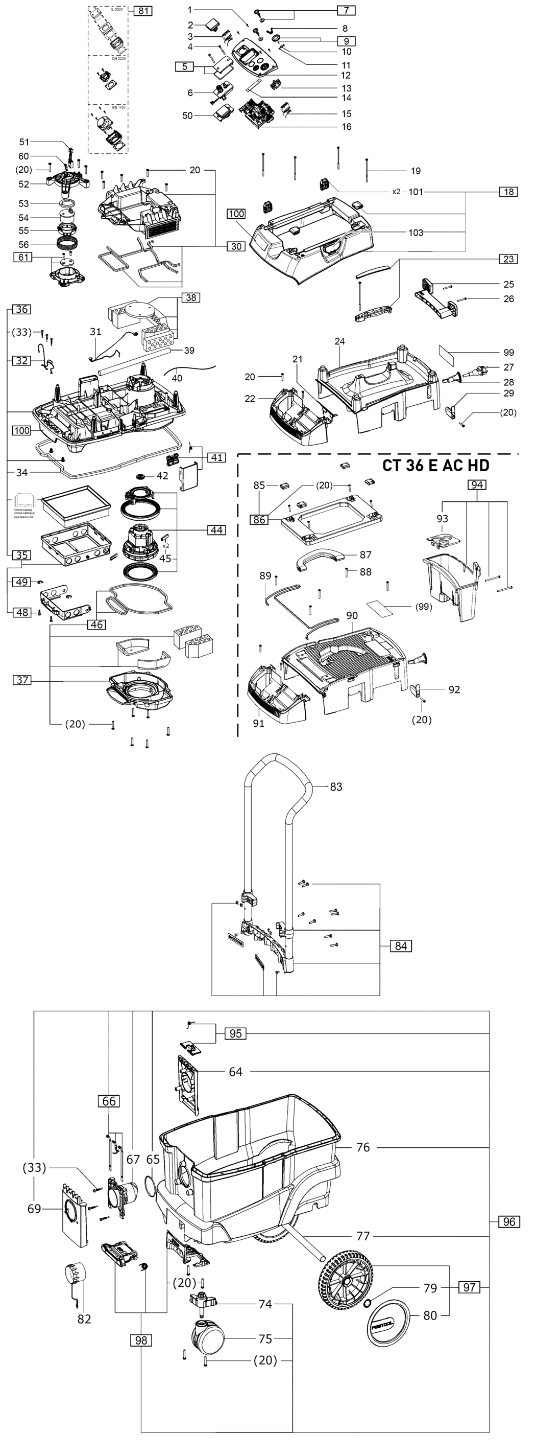 Festool CT26E AC EU 220-240V FL / 202409 Spare Parts