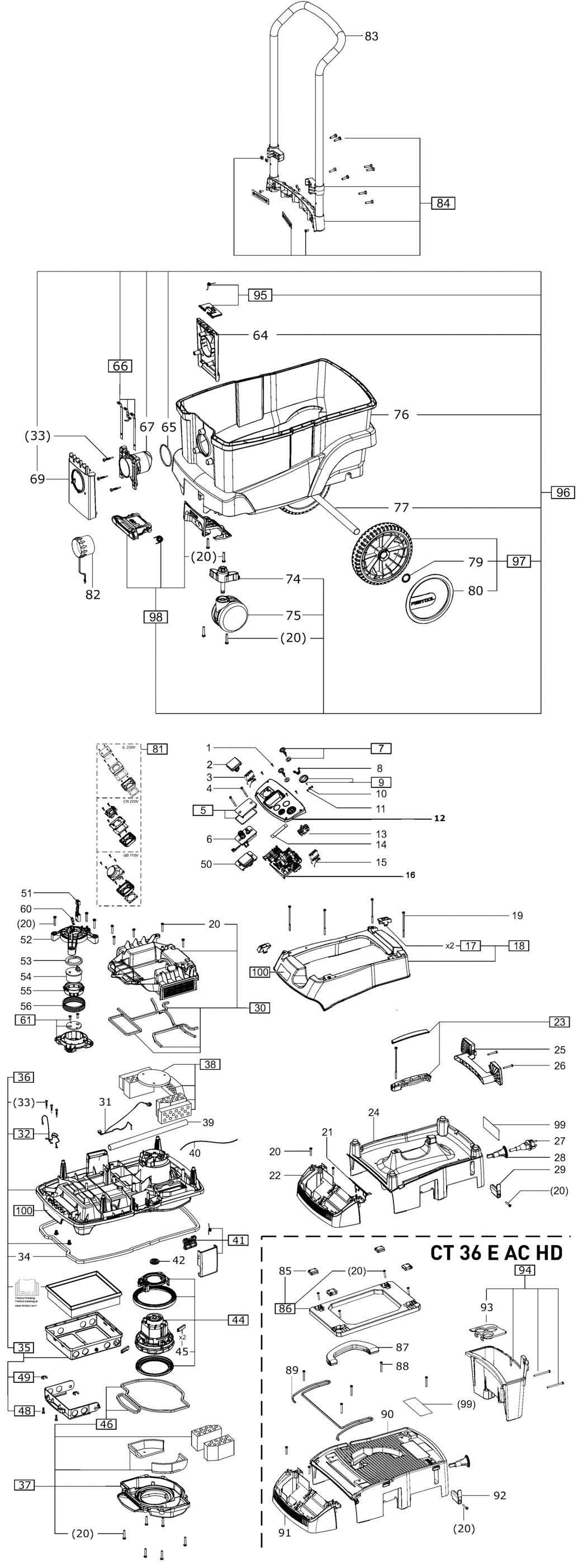 Festool CTL 36 E GB 110V / 495860 Spare Parts