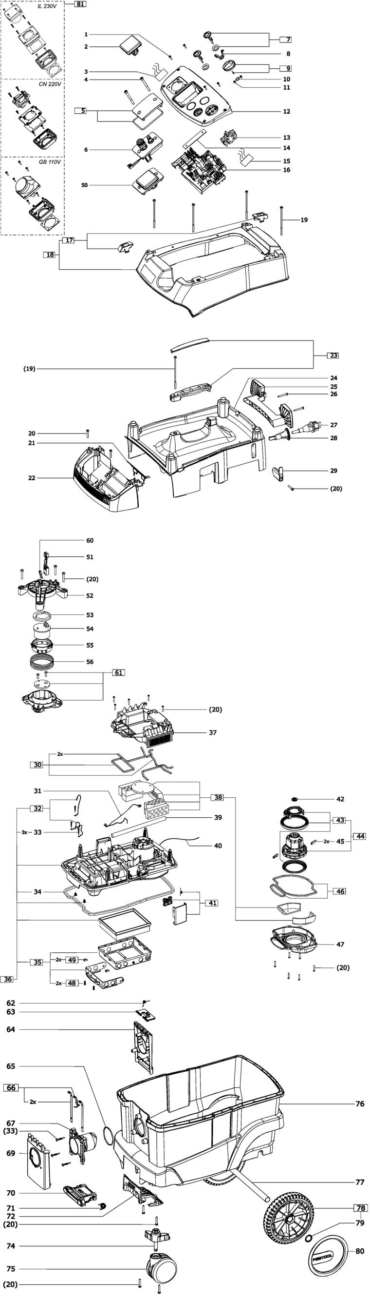 Festool CTM 36 E AC-LHS GB 110V / 498744 Spare Parts